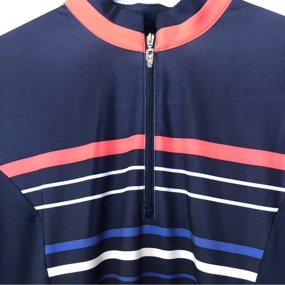 Callaway Women's 1/2 SLV Print Stripe Polo with Contrast Notch Cuffs Size L/G . - Picture 6 of 13